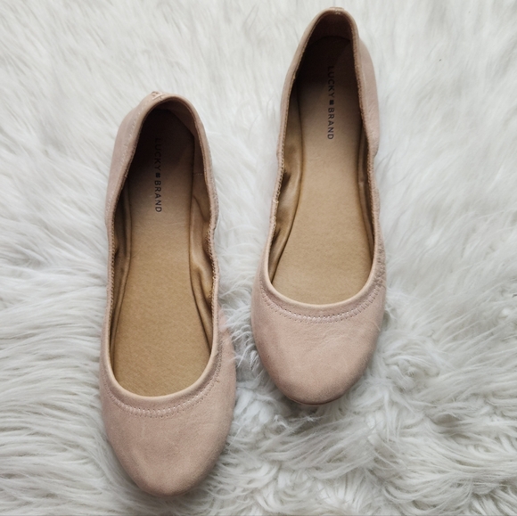 Lucky Brand Nude Leather Ballet Flats 9 - Picture 1 of 5
